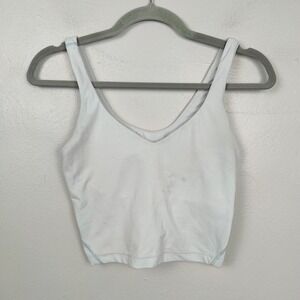Lululemon Align Tank Top Womens 6 Blissful Blue‎ Nulu Bra Yoga V-Neck FLAWED
